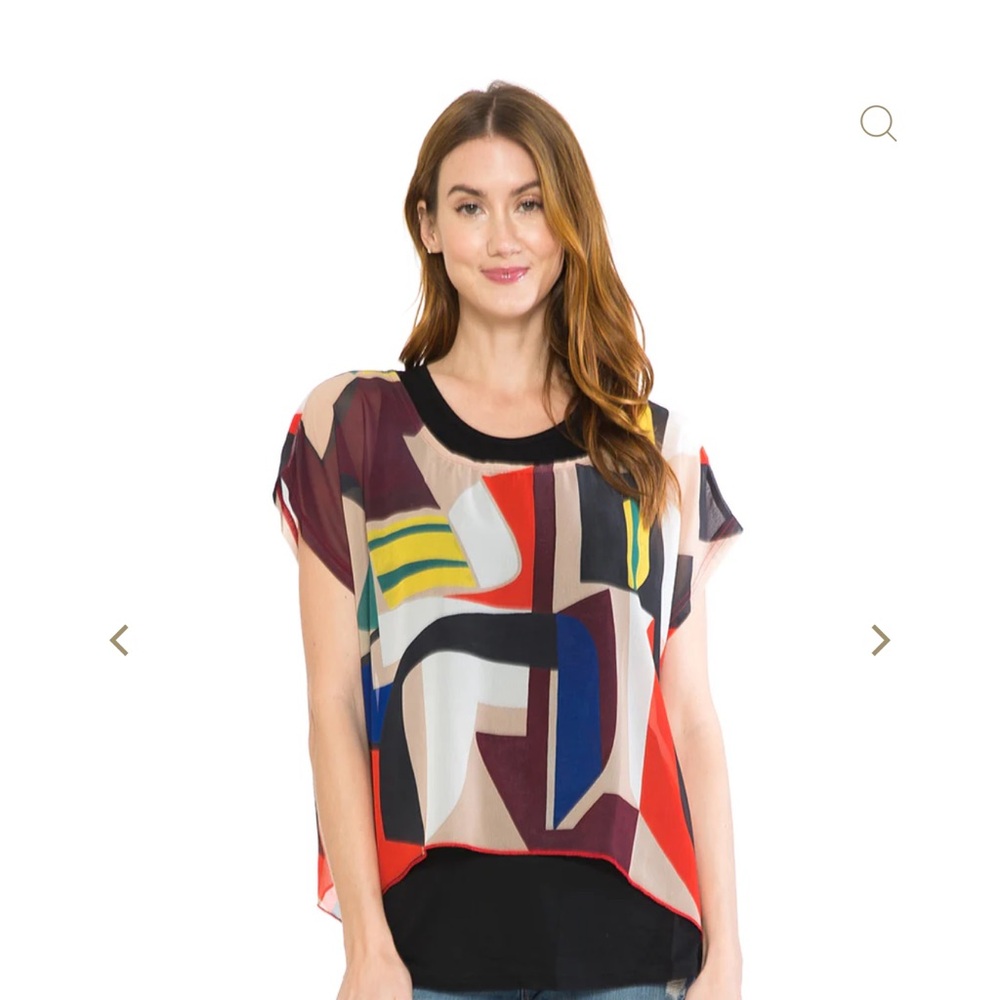 Palila geometric abstract chiffon Women's Top